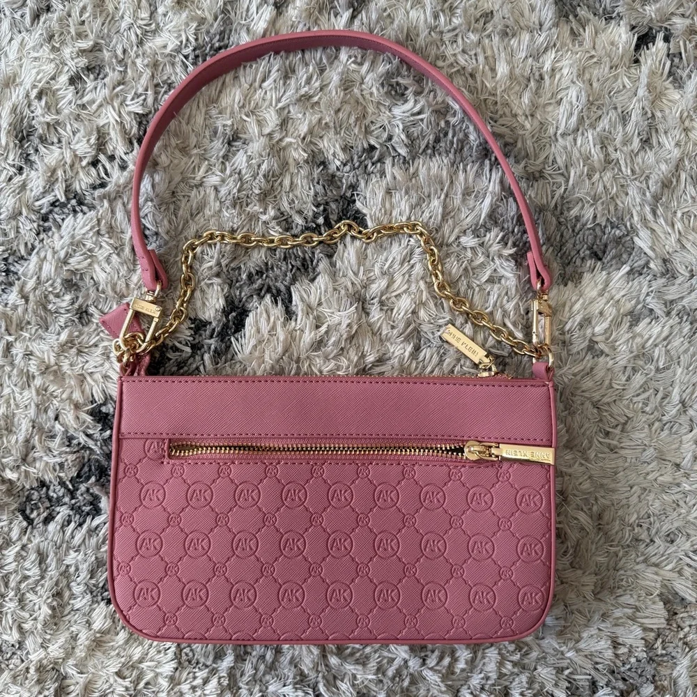 Anne Klein Pink Shoulder Bag with Gold Chain